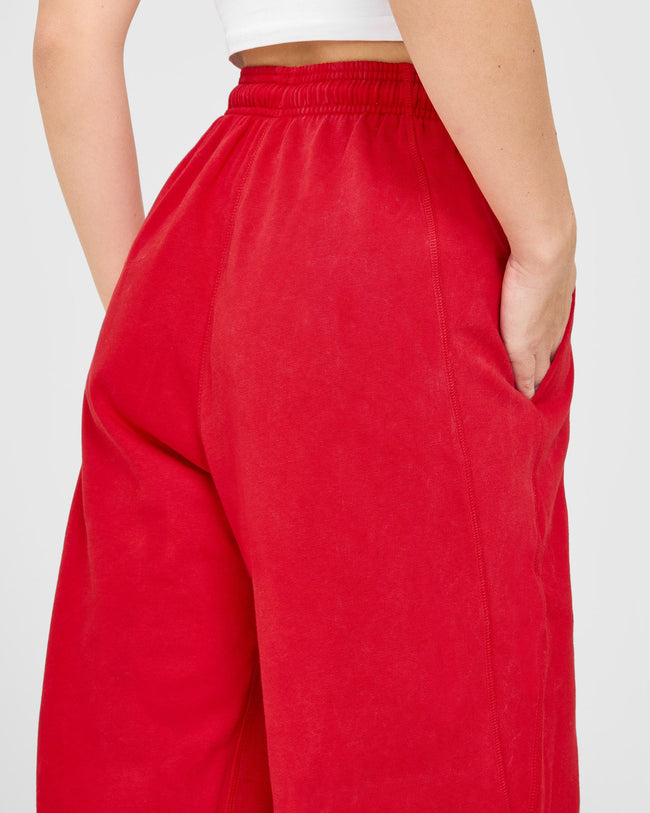 Raw Lounge Wide Leg Joggers | Washed Fiery Red