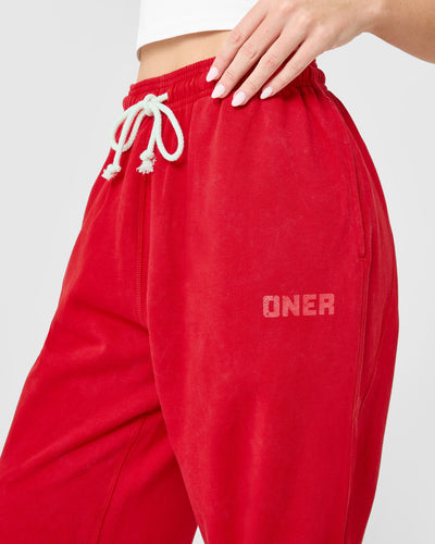 Raw Lounge Wide Leg Joggers | Washed Fiery Red
