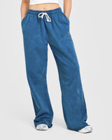 Raw Lounge Wide Leg Joggers | Washed Ocean Blue