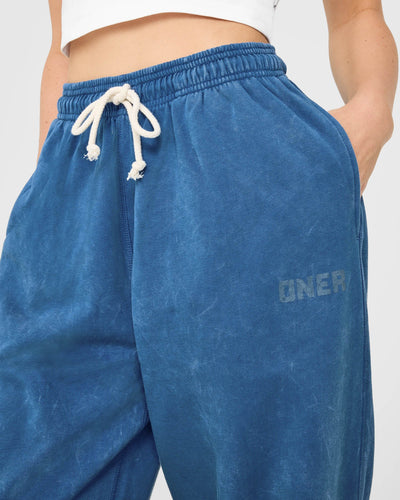 Raw Lounge Wide Leg Joggers | Washed Ocean Blue