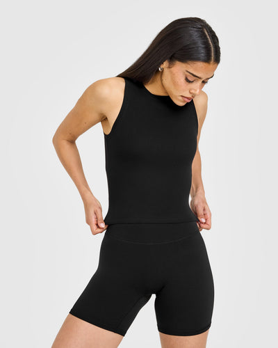 SoftMotion™ High Neck Mid Vest with White Logo | Black