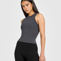 SoftMotion™ High Neck Mid Vest with White Logo | Coal