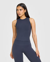 SoftMotion™ High Neck Mid Vest with White Logo | True Blue