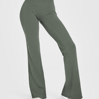 SoftMotion™ Flared Pants with White Logo | Dark Khaki