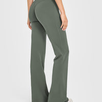 SoftMotion™ Flared Pants with White Logo | Dark Khaki