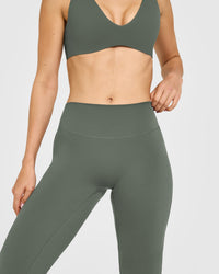 SoftMotion™ Flared Pants with White Logo | Dark Khaki