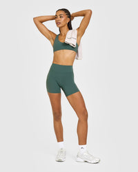 SoftMotion™ High Waisted Shorts 6" with White Logo | Iced Green