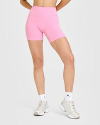 SoftMotion™ High Waisted Shorts 6" with White Logo | Rose Pink