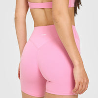 SoftMotion™ High Waisted Shorts 6" with White Logo | Rose Pink