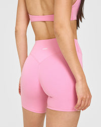 SoftMotion™ High Waisted Shorts 6" with White Logo | Rose Pink