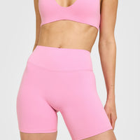 SoftMotion™ High Waisted Shorts 6" with White Logo | Rose Pink