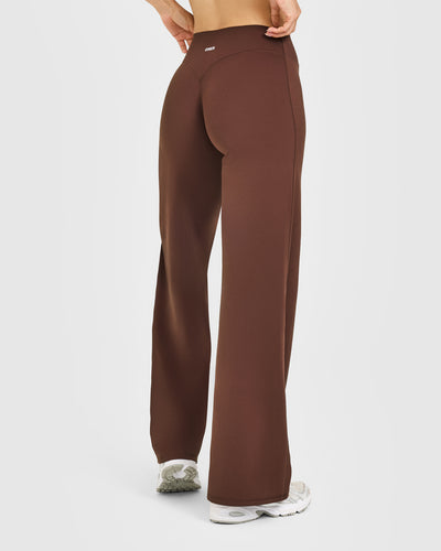 SoftMotion™ Straight Leg Pants with White Logo | Espresso Brown