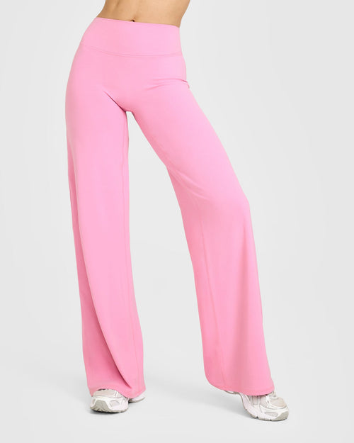 Oner Modal SoftMotion™ Straight Leg Bottoms with White Logo | Rose Pink