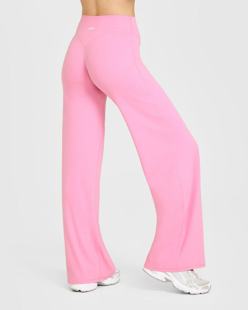 SoftMotion™ Straight Leg Pants with White Logo | Rose Pink