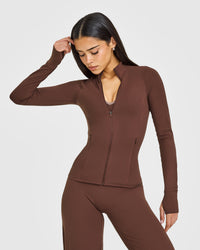 SoftMotion™ Jacket with White Logo | Espresso Brown