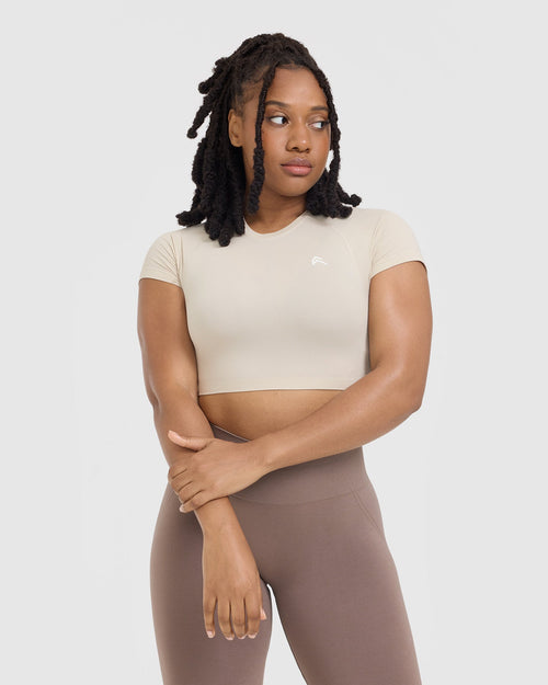 Oner Modal Go To Seamless Fitted Crop Top | Sand