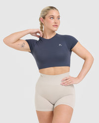 Go To Seamless Fitted Crop Top | True Blue