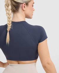 Go To Seamless Fitted Crop Top | True Blue