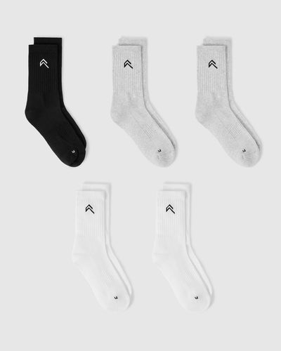 Crew Socks 5 Pack | Grey/White/Black