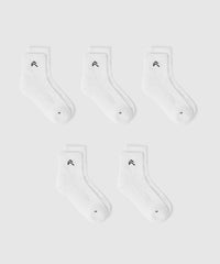 Mid Crew Socks 5 Pack | White