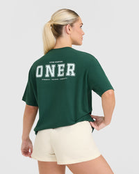 Classic Oversized Lightweight T-Shirt with Printed Logo | Racing Green