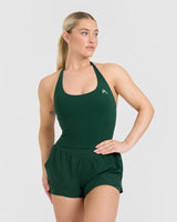 Timeless Halter Neck Mid Tank Top | Racing Green