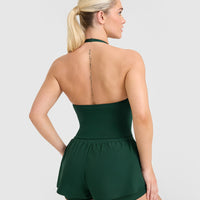Timeless Halter Neck Mid Tank Top | Racing Green