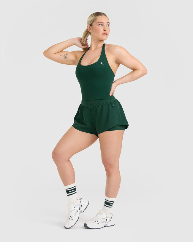 Timeless Halter Neck Mid Tank Top | Racing Green