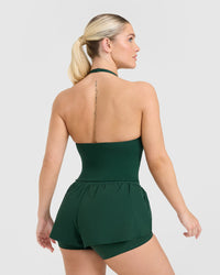 Timeless Halter Neck Mid Tank Top | Racing Green