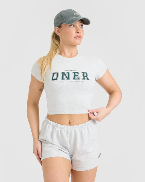 Oner Modal Cotton Baby T-Shirt with Printed Logo | Light Grey Marl