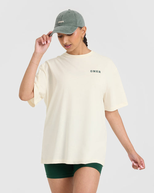 Oner Modal Classic Oversized Lightweight T-Shirt with Printed Logo | Off White