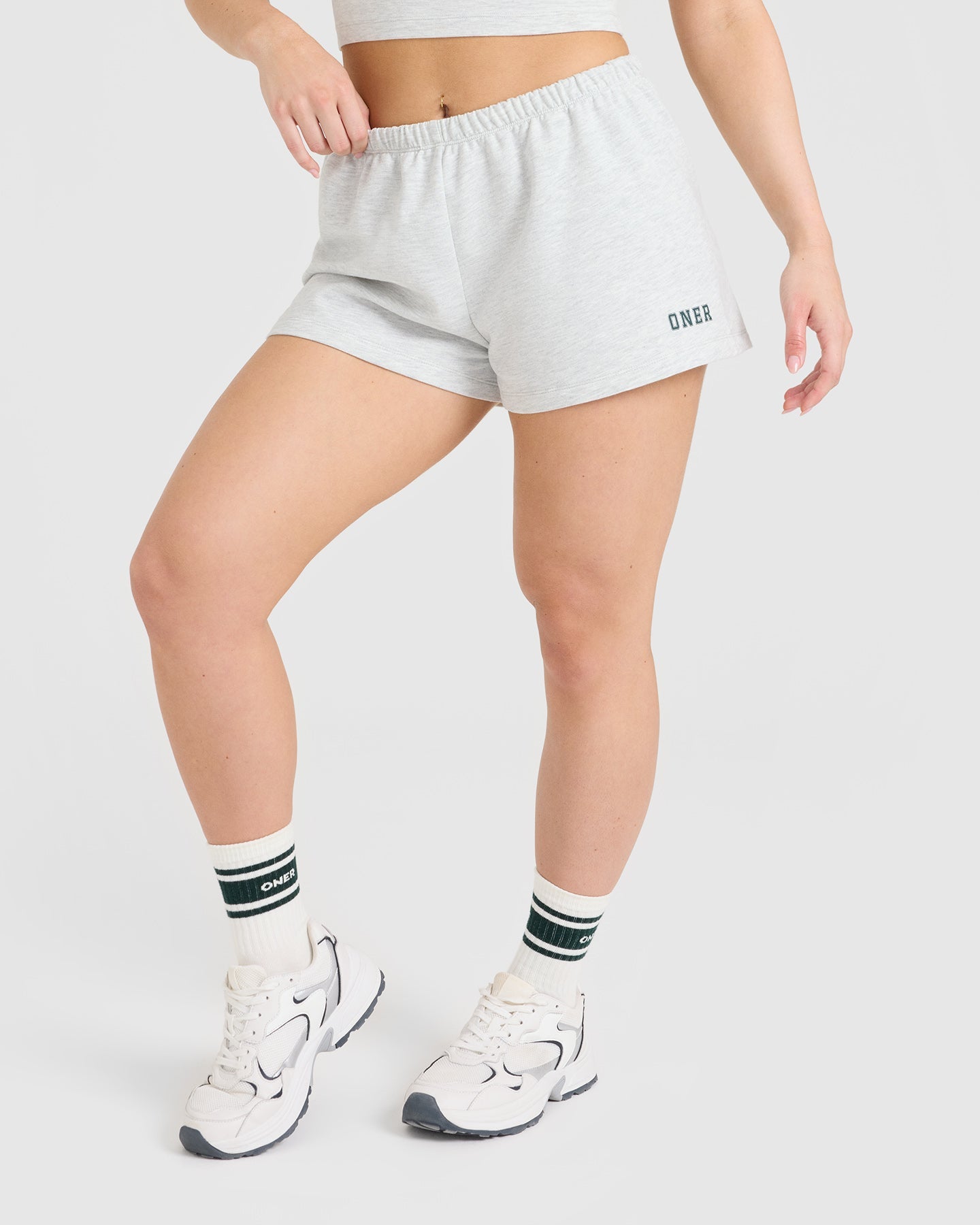 Lightweight Shorts with Printed Logo | Light Gray Marl