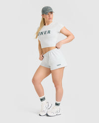 Lightweight Shorts with Printed Logo | Light Gray Marl