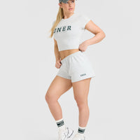 Lightweight Shorts with Printed Logo | Light Gray Marl