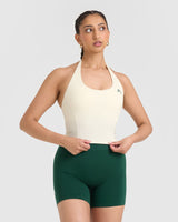 Timeless Halter Neck Mid Tank Top | Off White
