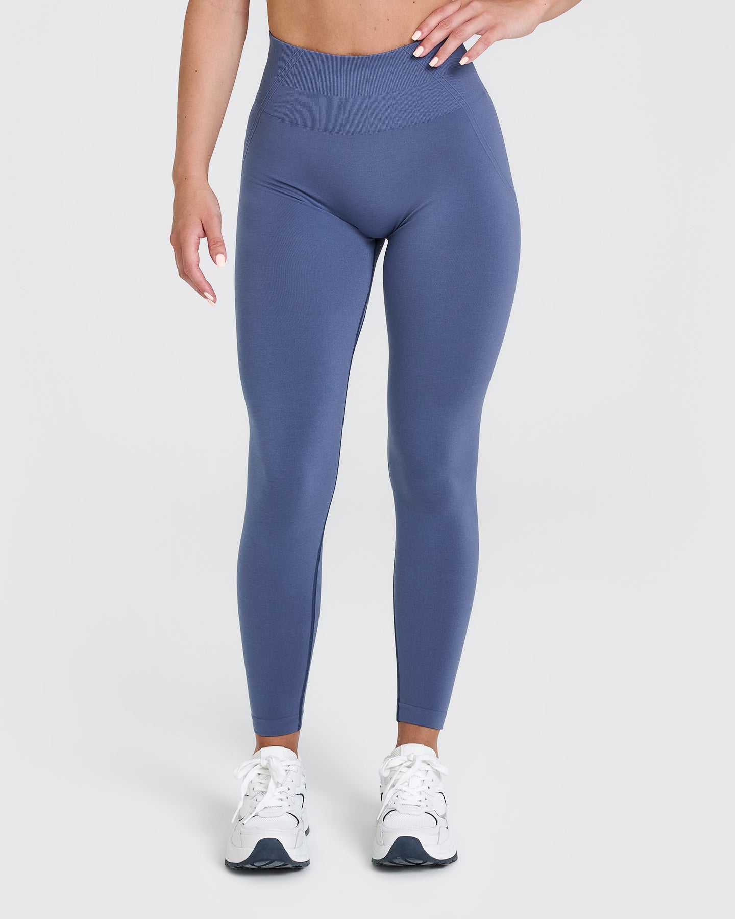 EffortlessLift™ Seamless Leggings with White Logo | Slate Blue