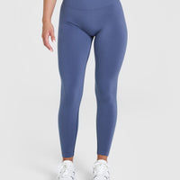EffortlessLift™ Seamless Leggings with White Logo | Slate Blue