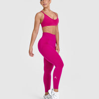 EffortlessLift™ Seamless Leggings with White Logo | Fuchsia