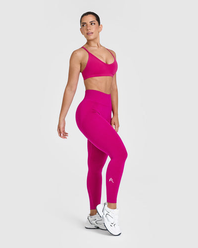 EffortlessLift™ Seamless Leggings with White Logo | Fuchsia