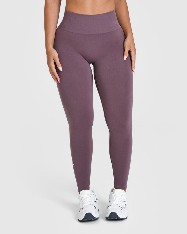 EffortlessLift™ Seamless Leggings with White Logo | Vintage Purple