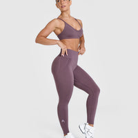 EffortlessLift™ Seamless Leggings with White Logo | Vintage Purple