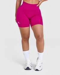 EffortlessLift™ Seamless Shorts with White Logo | Fuchsia