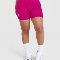 EffortlessLift™ Seamless Shorts with White Logo | Fuchsia