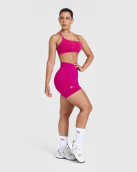 EffortlessLift™ Seamless Shorts with White Logo | Fuchsia