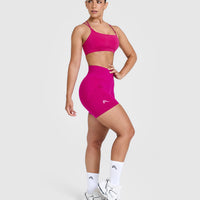 EffortlessLift™ Seamless Shorts with White Logo | Fuchsia