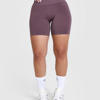 EffortlessLift™ Seamless Shorts with White Logo | Vintage Purple