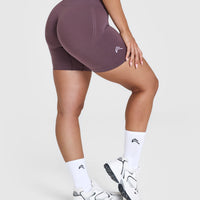 EffortlessLift™ Seamless Shorts with White Logo | Vintage Purple