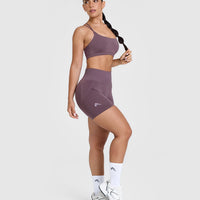 EffortlessLift™ Seamless Shorts with White Logo | Vintage Purple
