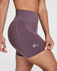 EffortlessLift™ Seamless Shorts with White Logo | Vintage Purple