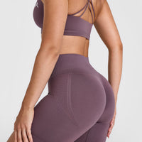 EffortlessLift™ Seamless Shorts with White Logo | Vintage Purple